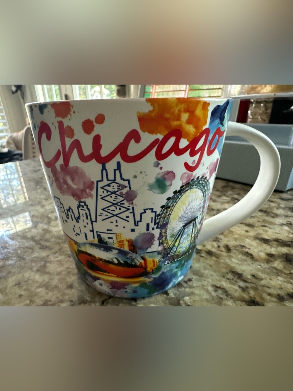 City Merchandise Chicago Skyline Watercolor Coffee Mug Red Interior Souvenir